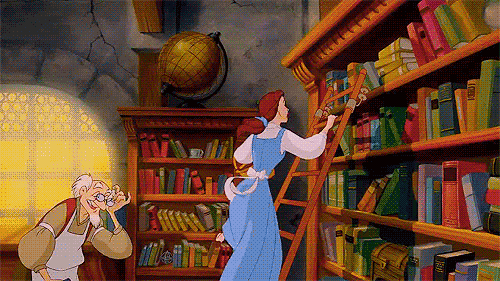 All the books Belle gif