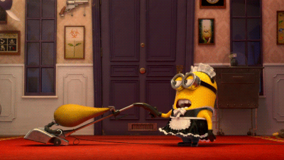 minion cleaning gif